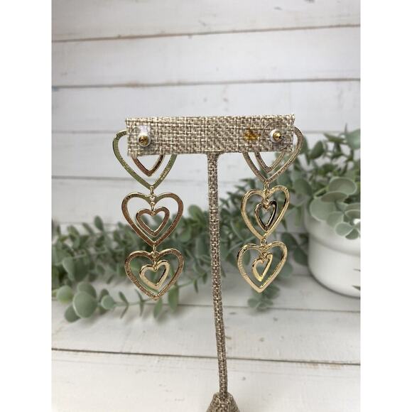 SUGARFIX by Baublebar Stacked Gold Heart Drop Earrings - Gold - Picture 4 of 6